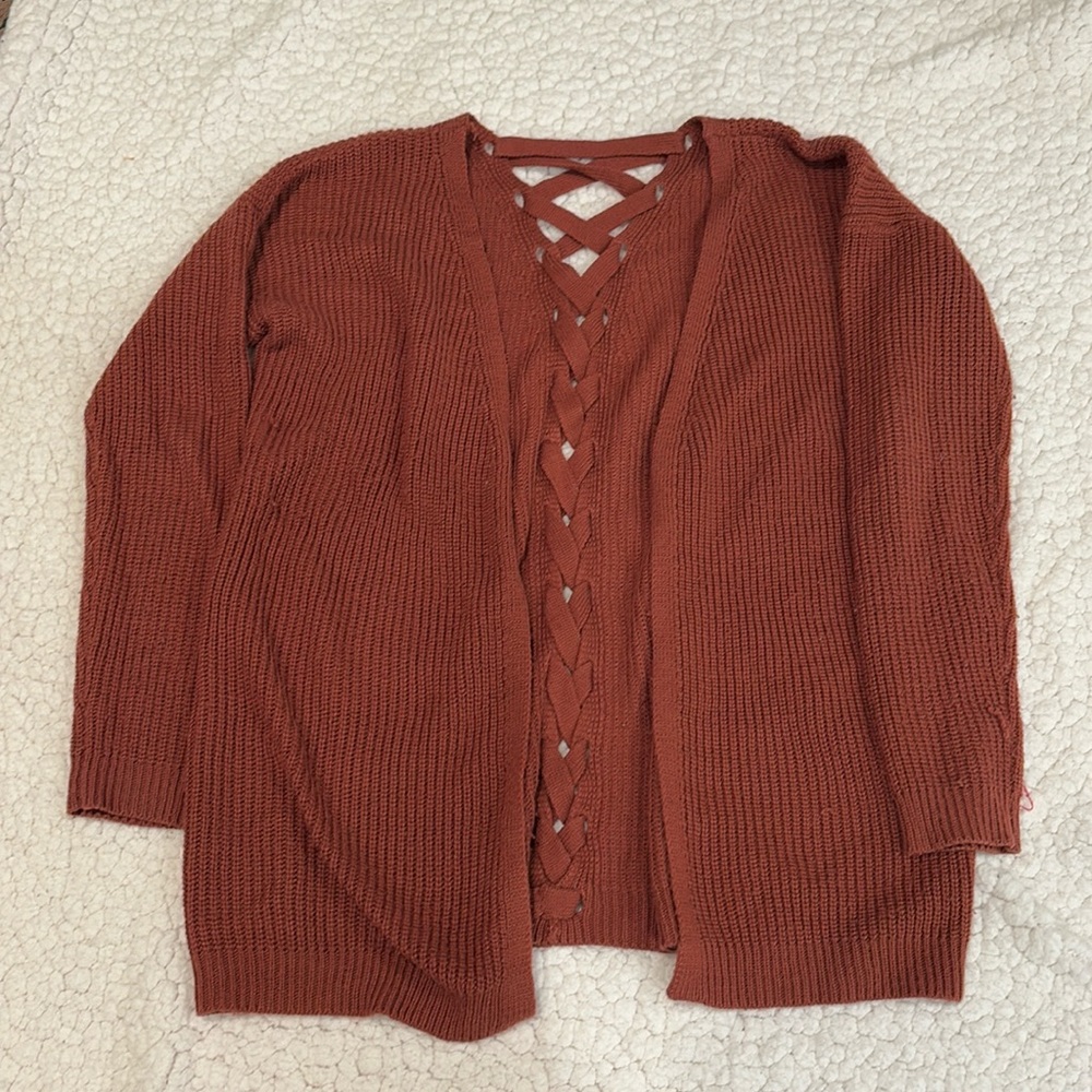 Mauve braided back cardigan